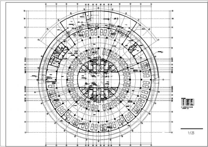 某地小型圆形高层办公楼建筑方案图（共5张）_图1