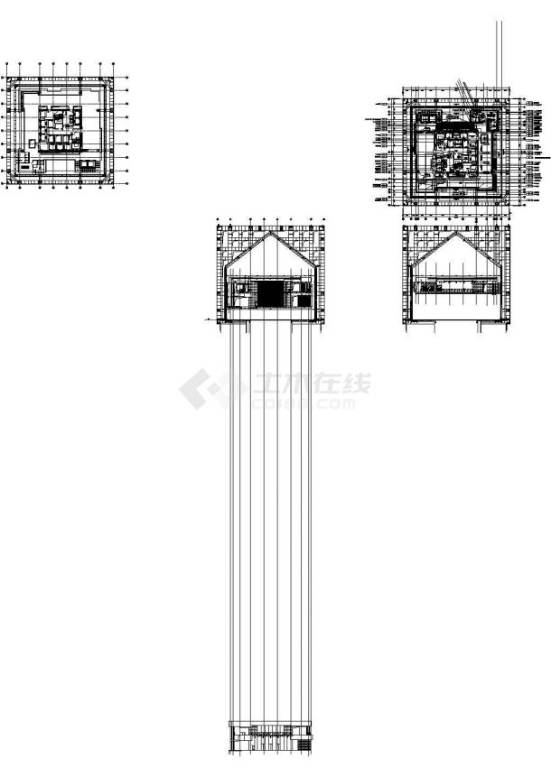 北京银泰柏悦酒店建筑设计cad图，共七张-图一