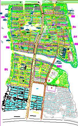 某乡镇整体规划绿化平面设计CAD图-图一