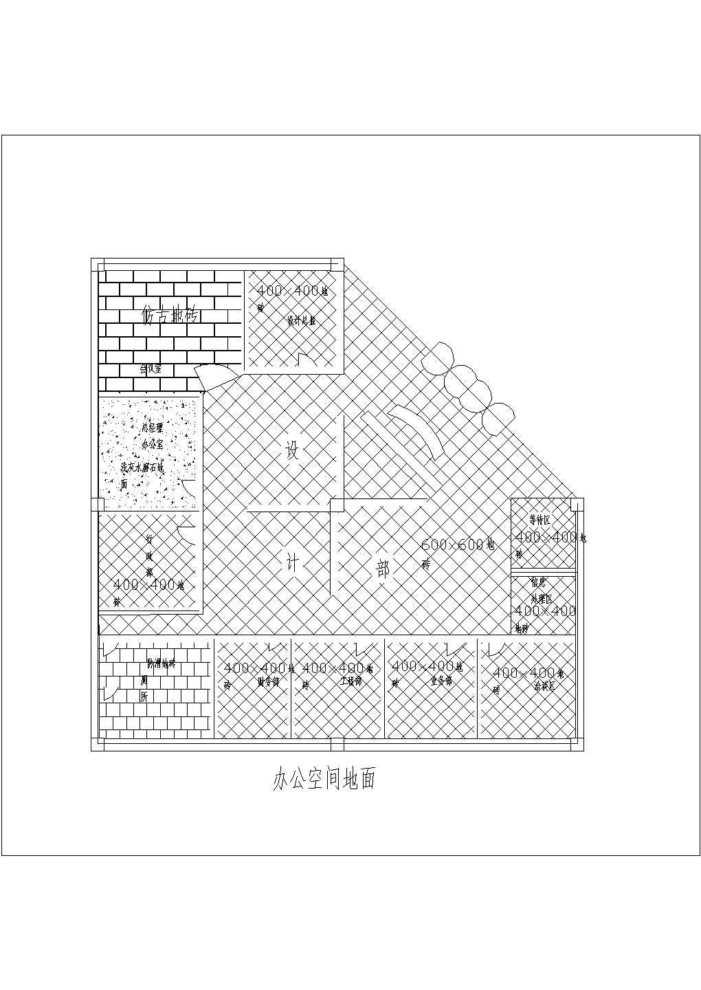 某商业办公室室内装修cad平面施工图