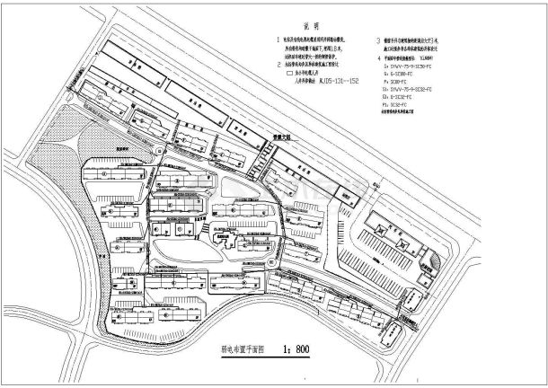 某小区电力cad电讯外线图纸全套-图二