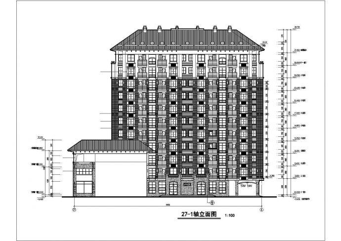 某地大型临街高层办公楼建筑设计图（共17张）_图1