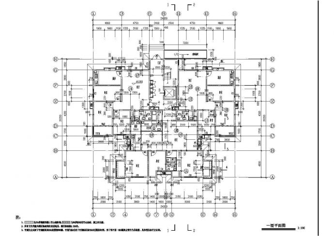某地大型塔式高层办公楼建筑施工图（共19张）_图1