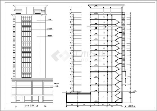 某高层住宅设计建筑平立图CAD图纸-图一