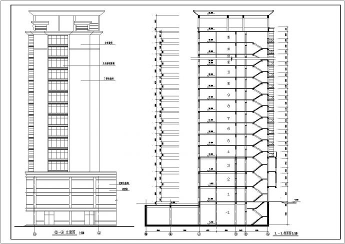 某高层住宅设计建筑平立图CAD图纸_图1