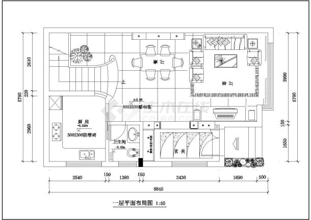 简约风格两层顶阁联体别墅室内装修cad施工设计-图二