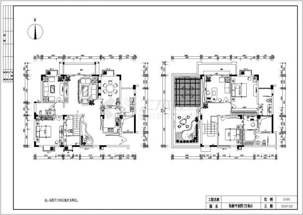 某复式住宅户型室内装修cad施工图-图二