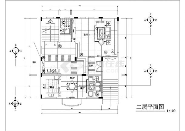某地四层私人别墅装修设计施工图（全套）-图二