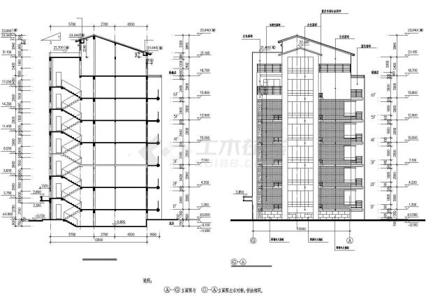 某七层住宅建筑施工cad设计图纸 -图二