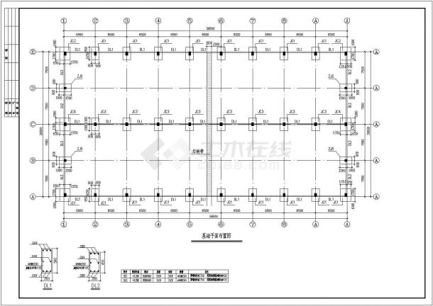 某地单层框排架结构厂房结构施工图-图一