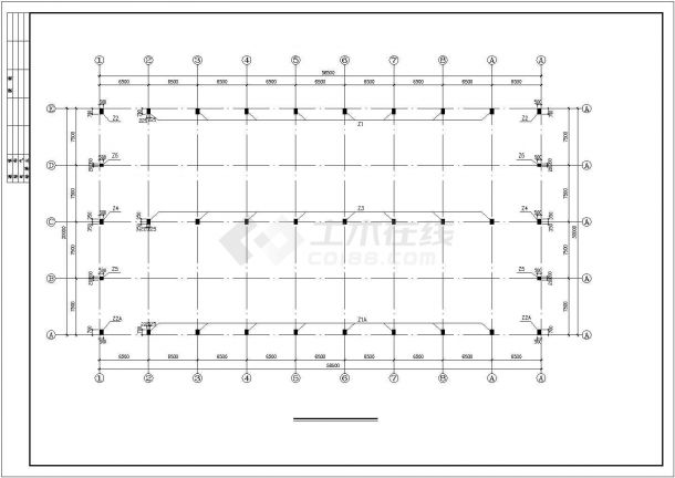 某地单层框排架结构厂房结构施工图-图二