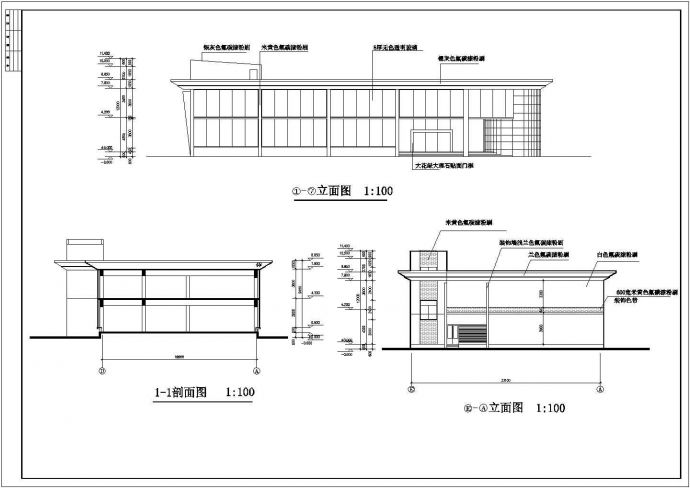 汽车展厅建筑设计施工图纸（共6张）_图1