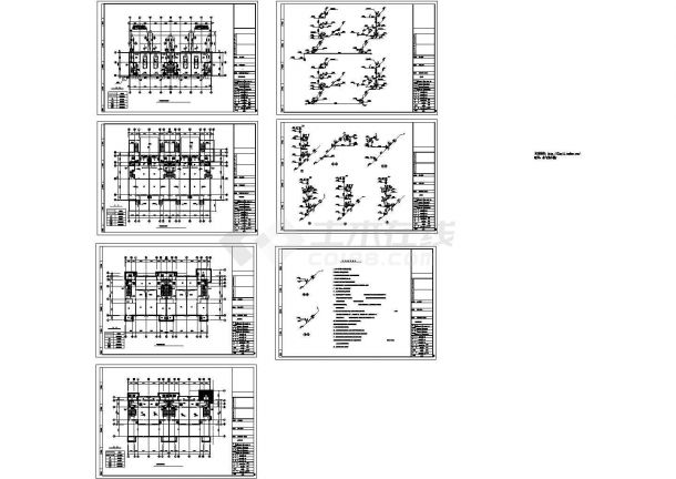 长30.4米 宽16.6米 半地下层+3层4户型联排别墅水施CAD图纸（含设计说明）-图一