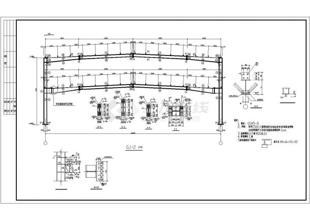 某地轻钢结构厂房车间结构设计施工图-图二