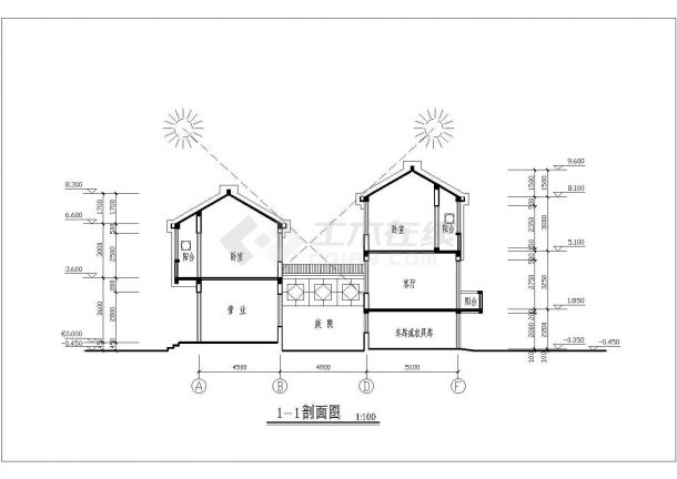 某地区全套面宽联建房户型方案CAD设计图纸-图一
