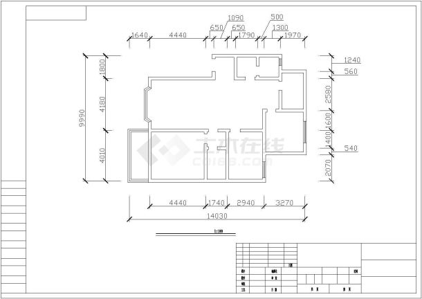 经典三室两卫室内装修全套cad施工图-图一