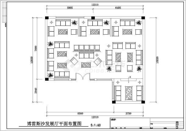 某展厅全套装修cad施工设计图纸-图一