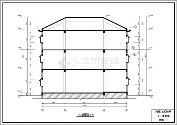 三层仿古别墅计建筑cad施工方案图纸-图一