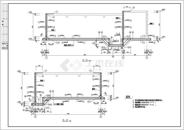 某地钢筋混凝土地下水池结构设计施工图-图一