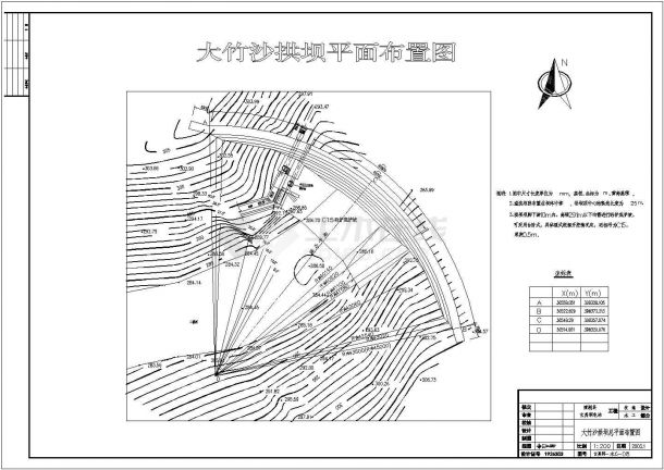 清新县玄真洞电站单曲拱坝结构布置图-图二