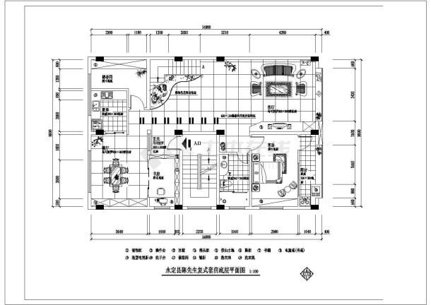 一整套复式套房室内装修cad平立面施工图-图一