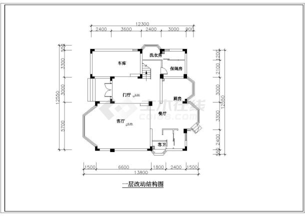 某别墅经典装修设计cad施工图纸-图二