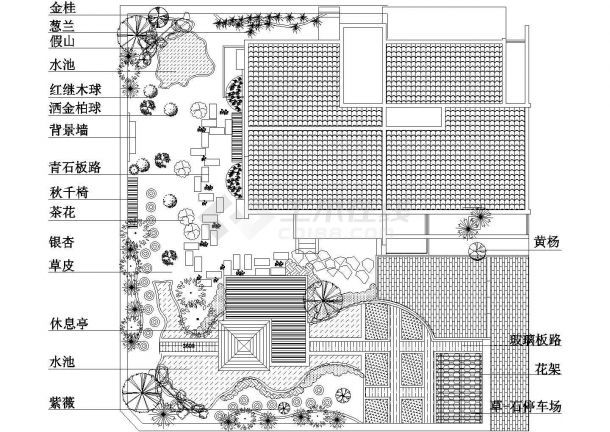 中式风格多层别墅CAD施工图（含景观庭院，室内布局，别墅立面，别墅su模型）-图一