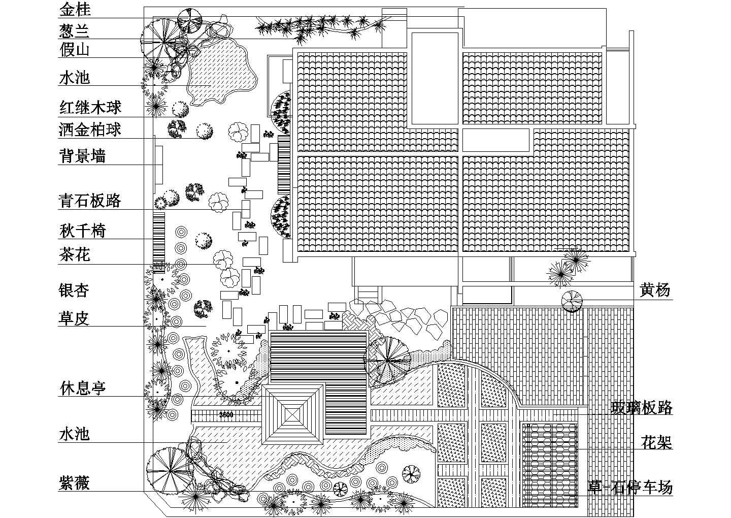 中式风格多层别墅CAD施工图（含景观庭院，室内布局，别墅立面，别墅su模型）