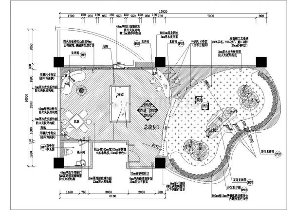 某酒店总统套房室内装修cad施工方案图-图二