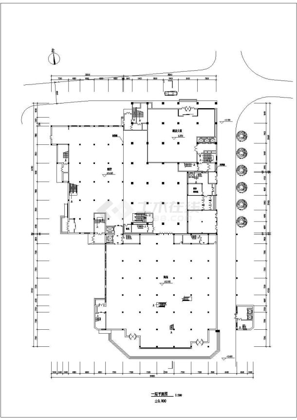 某地十七层商场大楼建筑设计方案图-图二