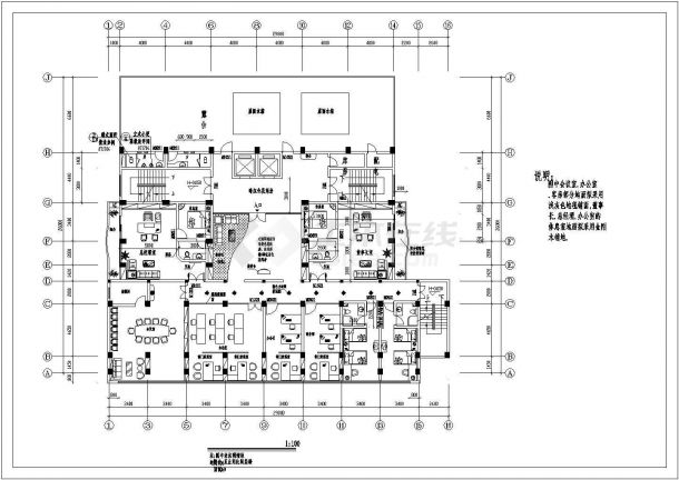 某地九层酒楼大厦建筑施工图纸（共8张）-图二