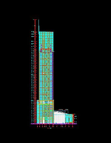 某地46层超高层玻璃幕墙办公楼建筑施工图（标注详细）-图二