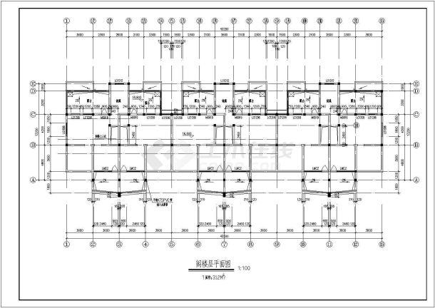 某六层住宅楼建筑施工全套cad设计图 -图一