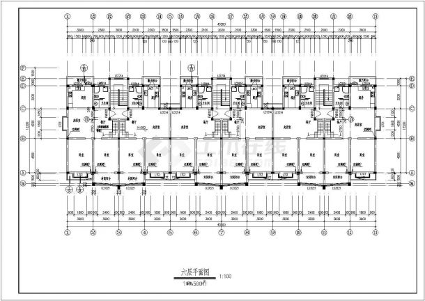 某六层住宅楼建筑施工全套cad设计图 -图二