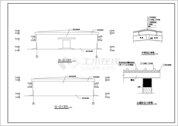 江苏某20米单跨砼柱钢屋架结构厂房方案图-图二