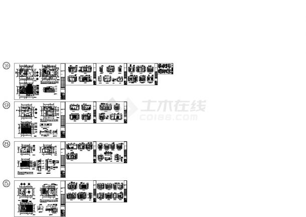 豪华别墅装修设计cad图，共14张-图一