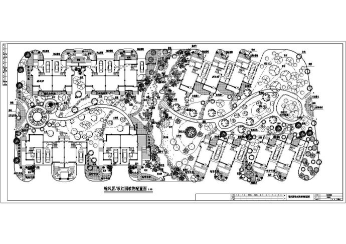 高层住宅楼小区景观绿化cad植物配置图_图1