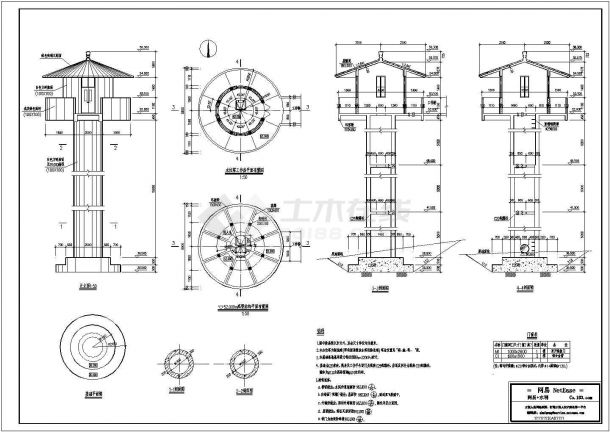 某自记水位塔建筑图纸及结构钢筋图-图一