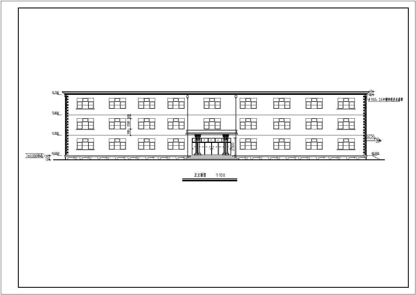 三层小型砌体结构办公综合楼建筑施工图