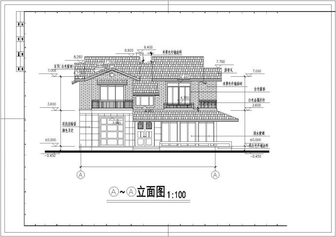 某地区全套二层别墅建筑设计方案CAD设计图纸_图1