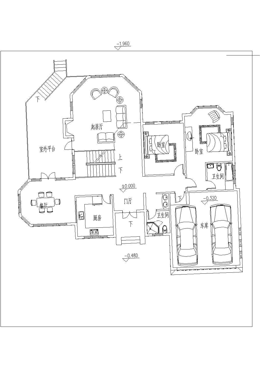 某二层小别墅建筑方案cad设计图 