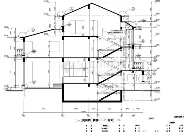 某三层别墅建筑施工全部cad设计图 -图二