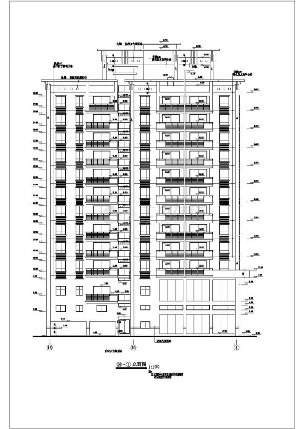 某地普通住宅楼建筑cad施工设计图-图二