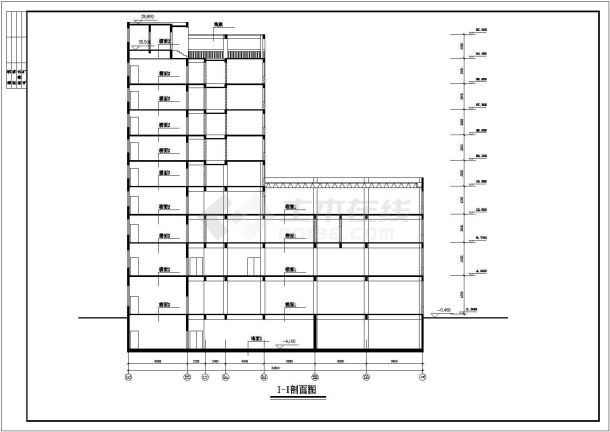 本图纸为:某地九层会议室综合大楼建筑施工图,内容包括:地下室平面图
