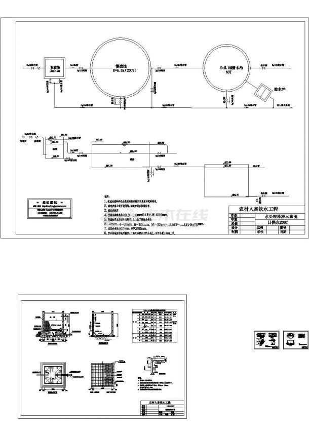 某日供水200T农村人畜饮水工程设计cad施工图（大院设计）-图一