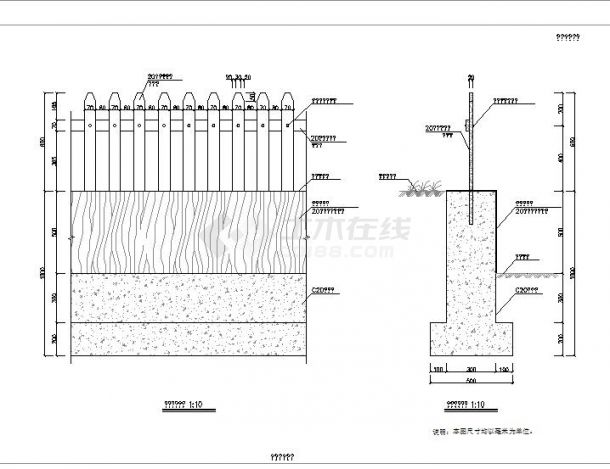 防腐木矮栅栏设计图（CAD格式）-图一