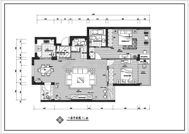 某一整套复式家装设计cad施工图-图二