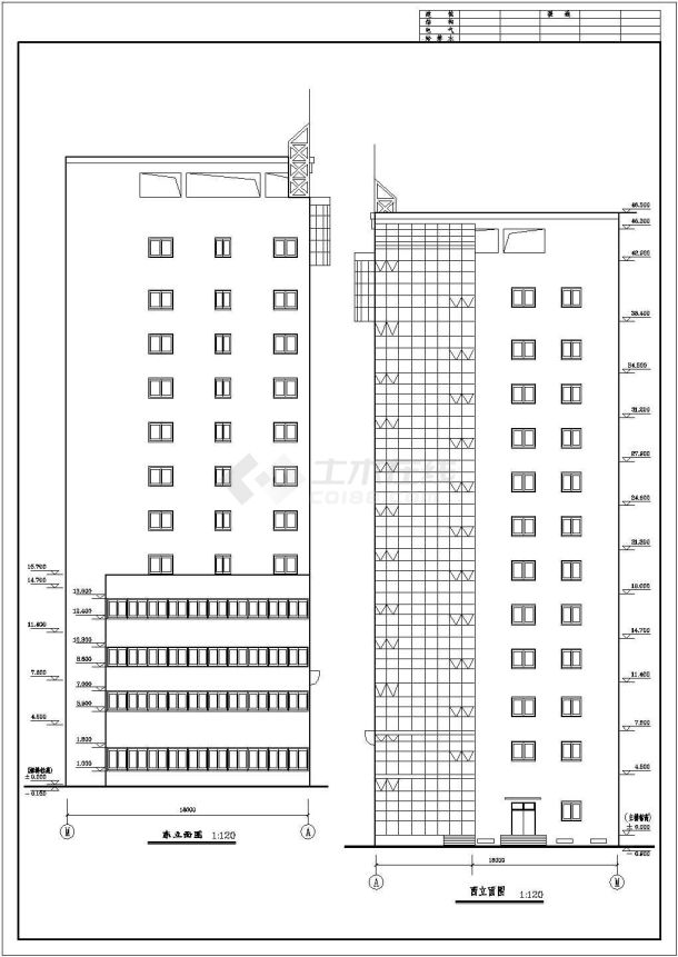 某地区十二层酒店建筑设计CAD施工图纸-图一