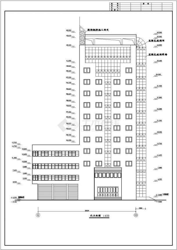 某地区十二层酒店建筑设计CAD施工图纸-图二