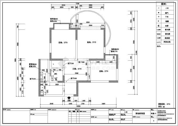 某市现代二房家装设计施工CAD图纸-图一